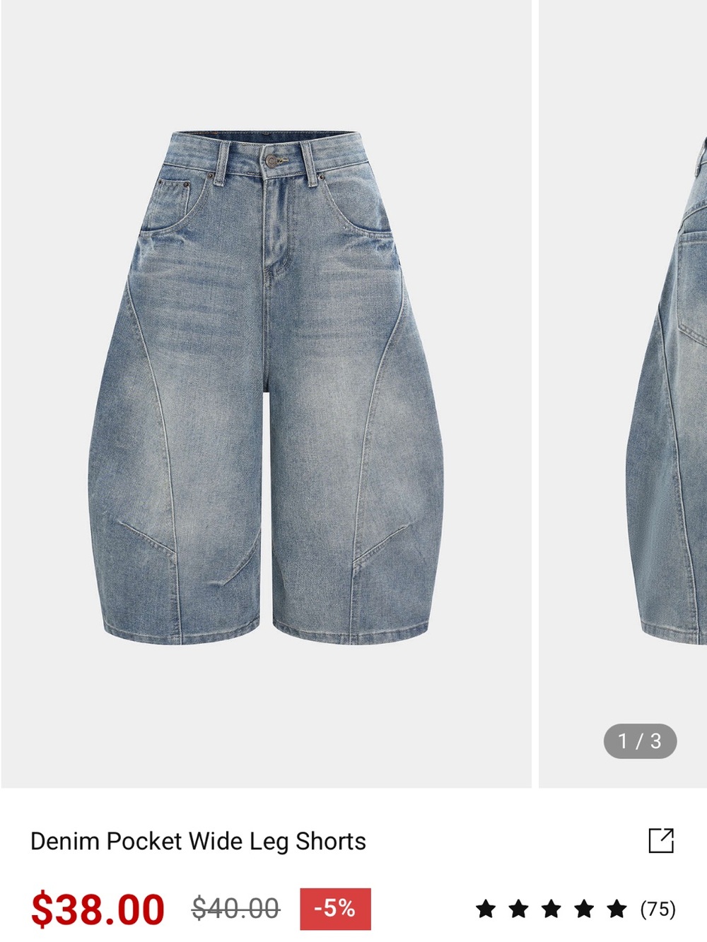 Denim Pocket Wide Leg Shorts - Light Blue